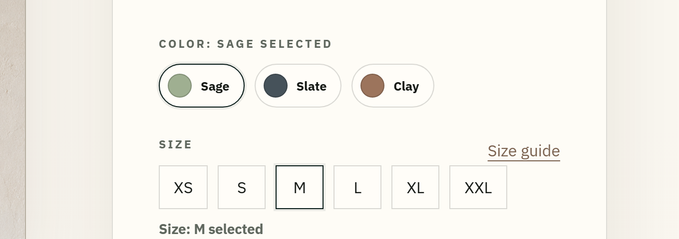 Confirmed selected size fixed sample